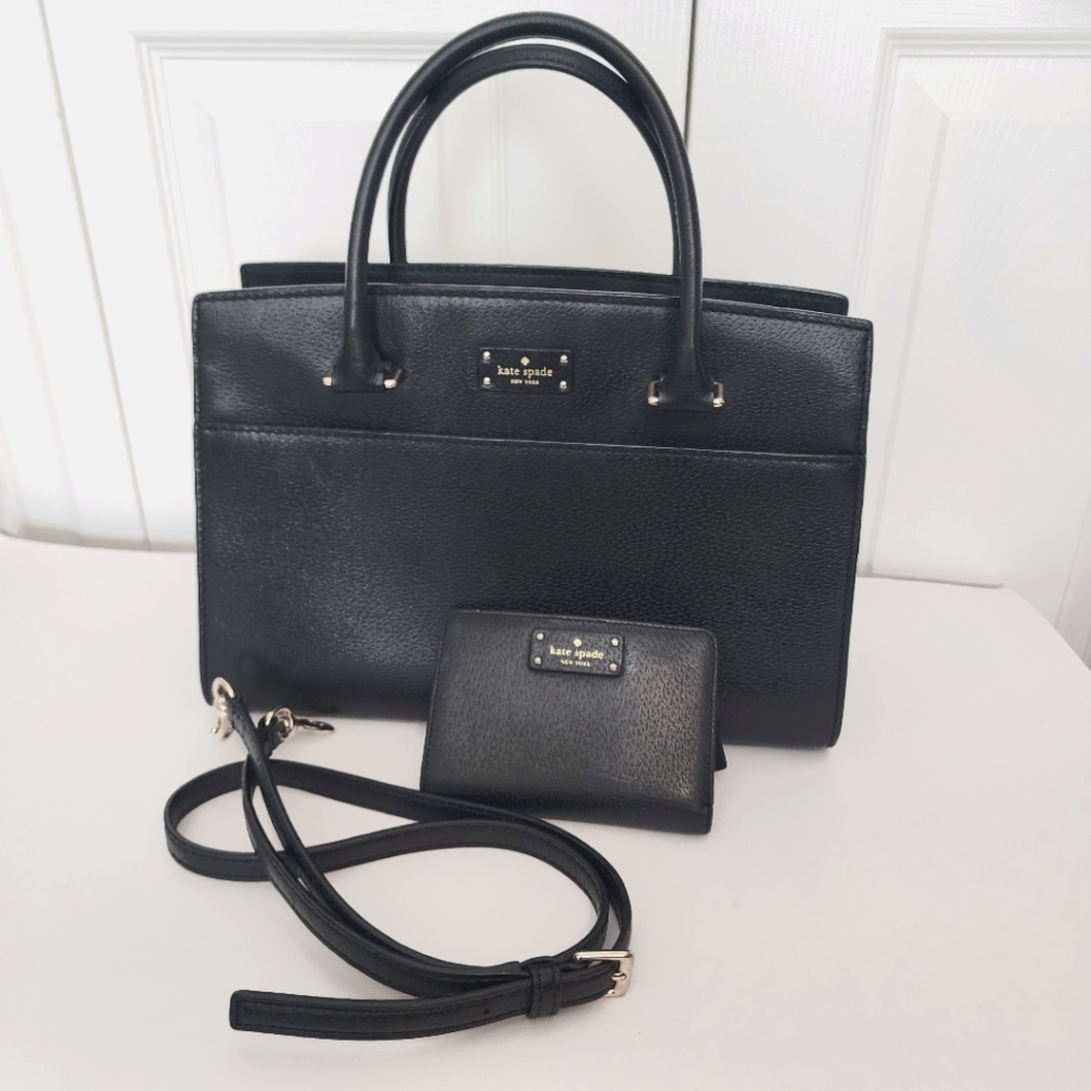 Kate Spade Black Leather Grove Street Caley Handbag & Wallet